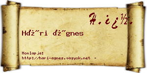 Hári Ágnes névjegykártya